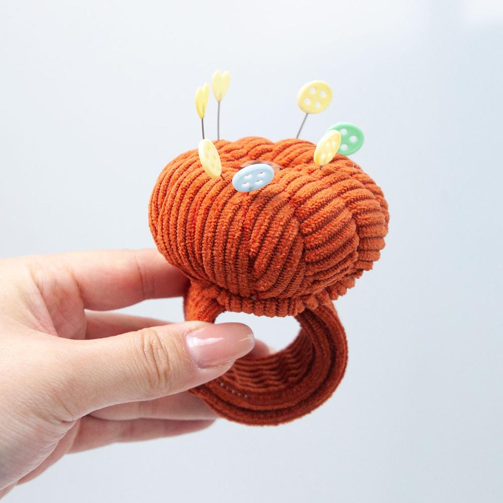 Pumpkins Wrist Pin Cushion Set With Snap-Pop Rings Needle Storage Pin Holder DIY Handcraft Sewing Accessories Kit For Needlework
