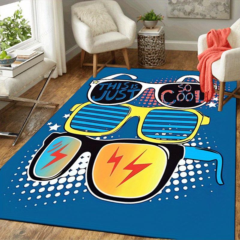 1pc Cool Sunglasses Pattern Area Rug, Anti Slip Non Shedding Stain Resistant Carpet