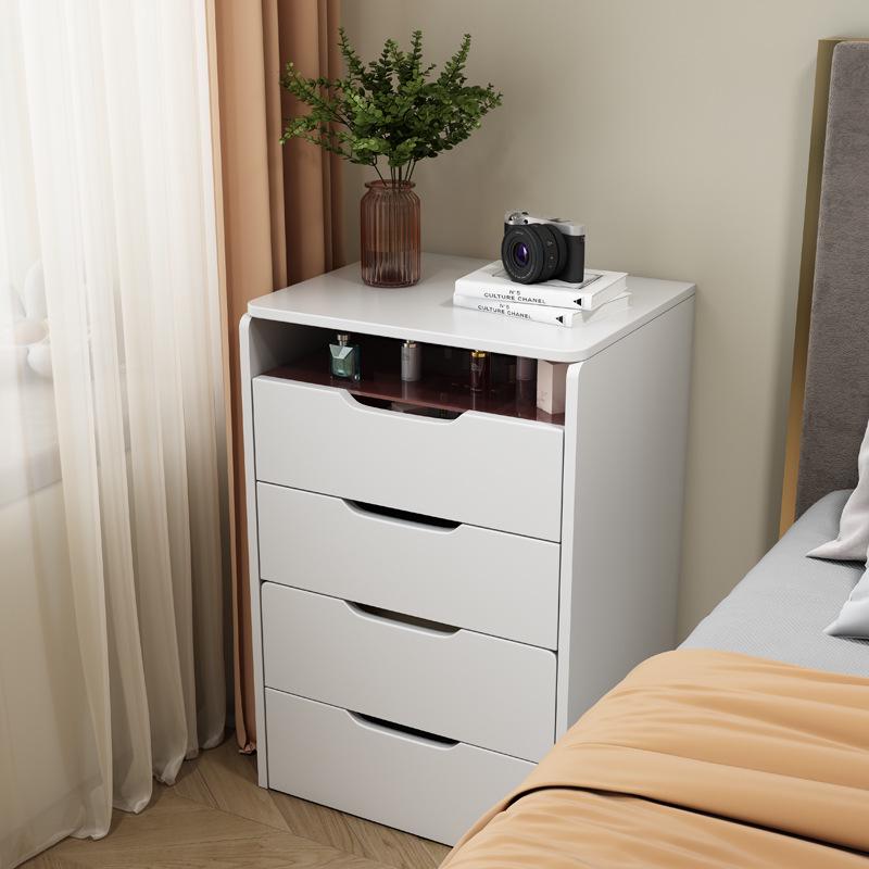 Cream Modern Minimalist Flip-Top Makeup and Storage Table for Bedrooms