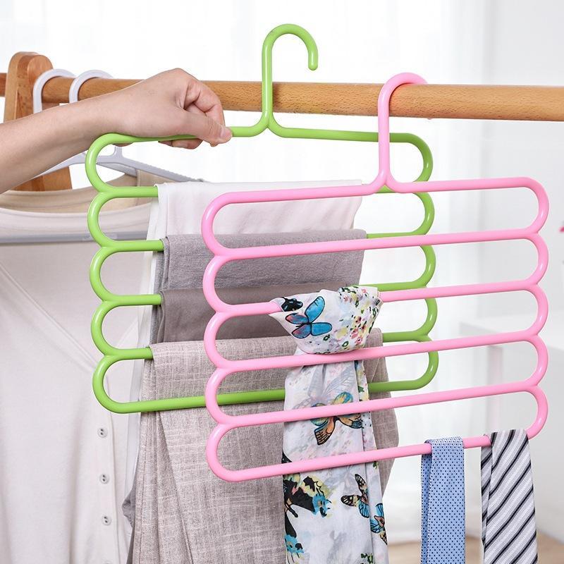 Multi Layer Pants Hanger Non-slip Space Saving Wardrobe Organizer for Student Dorm Household Storage