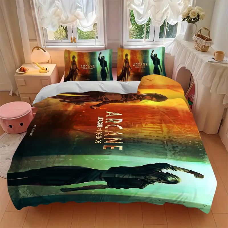 Arcane Legends Shadows Printed 3pcs Bedding Set Soft Microfiber 1 Duvet Cover And 2 Pillowcases Home Bedroom Decor Xmas Gift Tk17