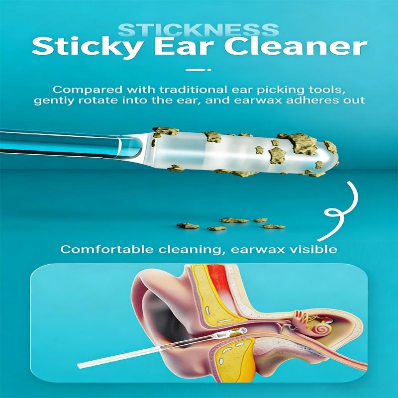 24Pcs Adhesive Ear Cleaners Sticks for Easy and Quick Earwax Removal Highly Viscosity Resin Head Gentle on Ears for Everyone