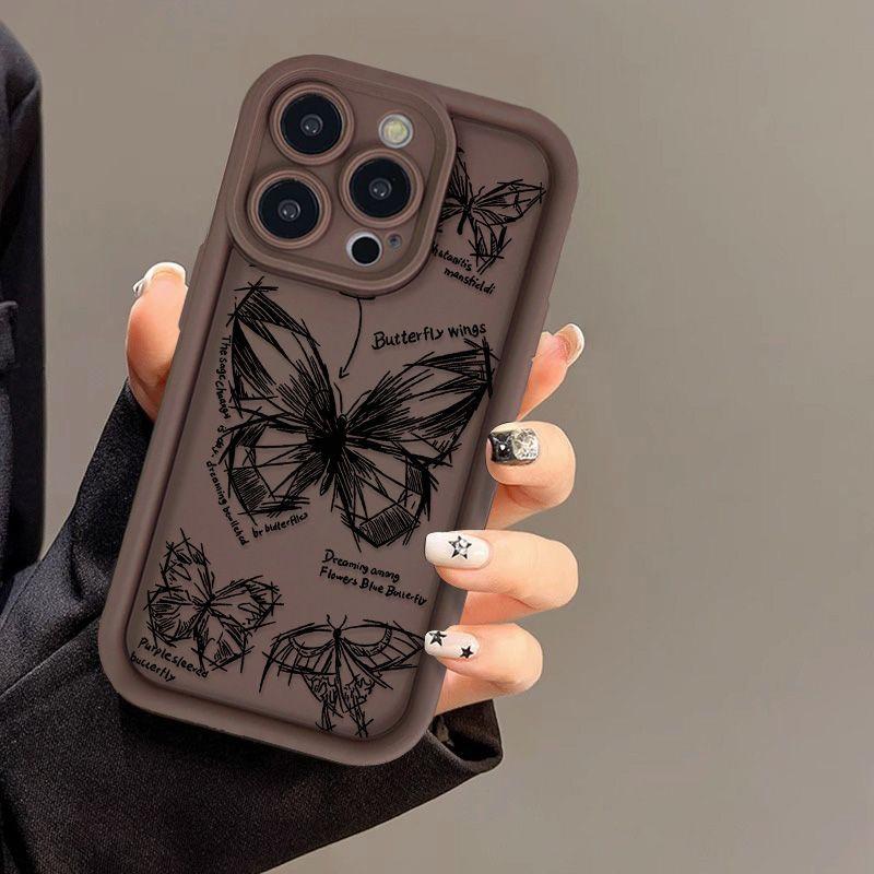 Artistic Hand Painted Butterfly for iPhone17PorMax Phone Case 14 Apple 13 Frosted 12/15 Premium 11