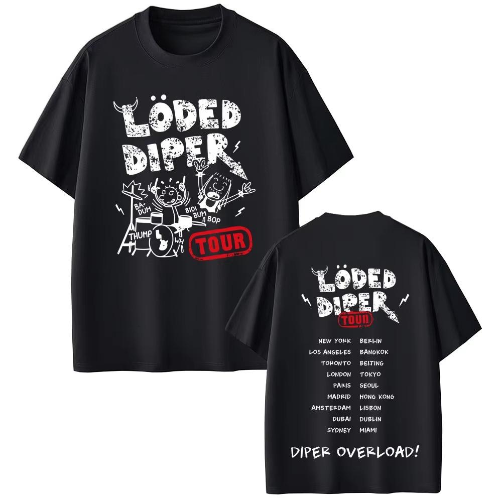 

Loded Diper Diper Overload Tour T-shirt Men Women Vintage Rock Short Sleeve T-shirts Men s Casual pure Cotton summer T Shirts... S разноцветный