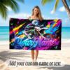 Motorcycle Biker Theme Quick Dry Beach Towel Custom Name Text Print Large Sand Resistant Towel Beach Vacation