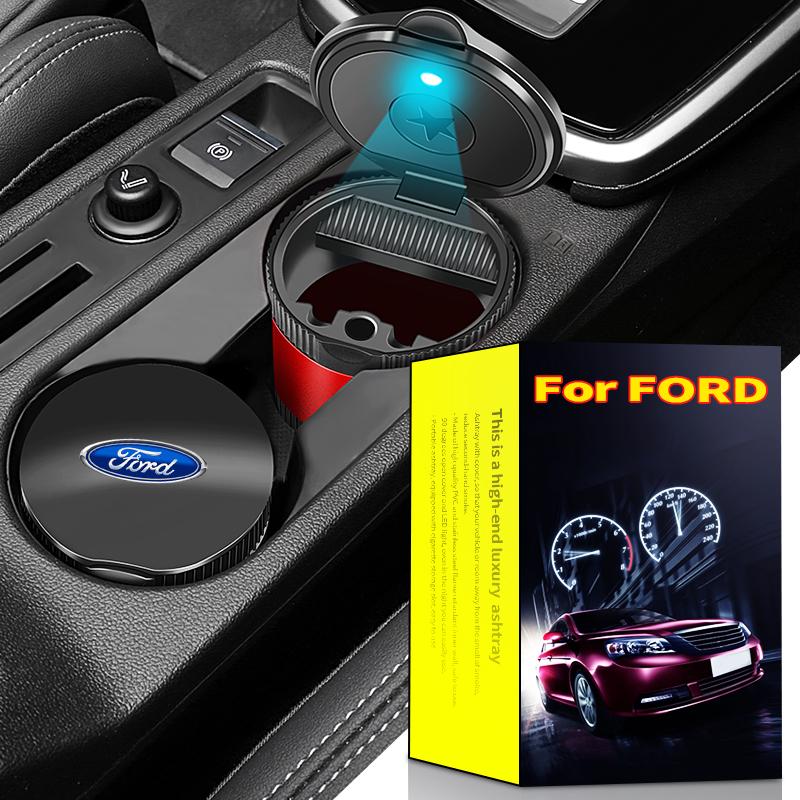 Car Styling LED Ashtray Cigarette Smoke Ash Cylinder Bin Holder With Lid For Ford Mondeo MK1 MK2 MK3 MK4 MK5