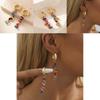 Colorful Plated Copper Earrings With Natural Stones Trendy Geometric Design For Women