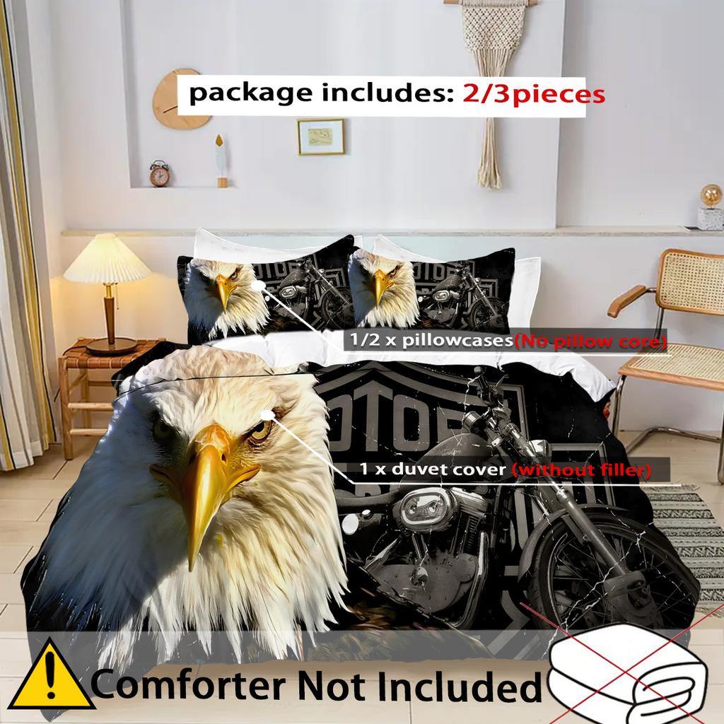 Bettdecke Adler Motorradmuster 3D-Druck Weich Bequem Neu Retro Bettwäsche Heimtextilien