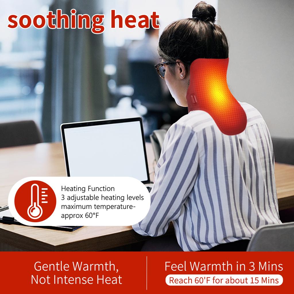 USB Heated Neck Support Portable Cervical Pain Relief Stable Pressure Relief for Home Office Driving