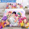 Colorful Kpop Cartoon 3pcs K-pop Music Group Bedding set,Ideal for Bedroom, Dormitory,Including Duvet Cover And 2pcs Pillowcases,Fan Gifts