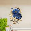 Self-adhesive Gorgeous Blue Peony Wall Stickers Large Flowers for Dining Room Accent Wall Home Decor