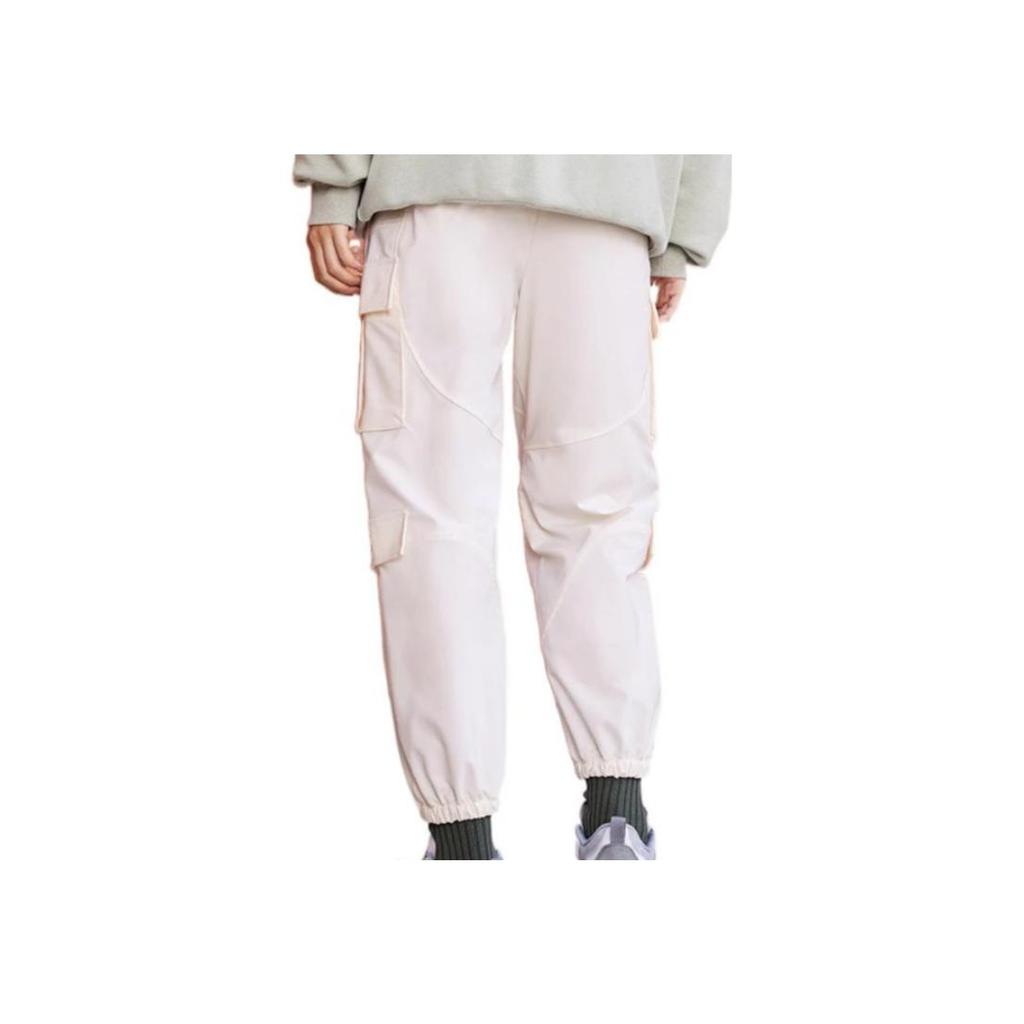 Pantalones casuales con puño de corte holgado Li Ning para mujer, parte inferior, blanco hueso AKXS108-1