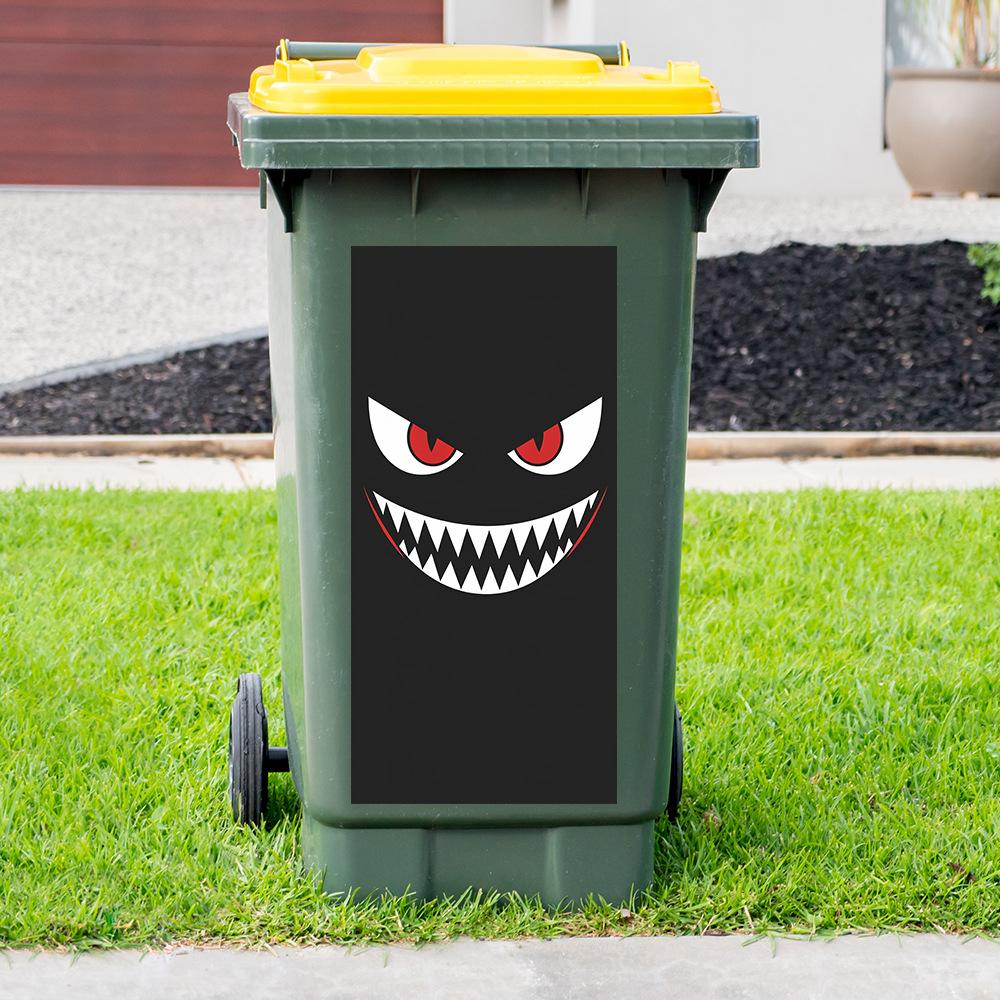 Halloween Spooky Smiling Face Outdoor Trash Can Holiday Atmosphere Decoration Stickers