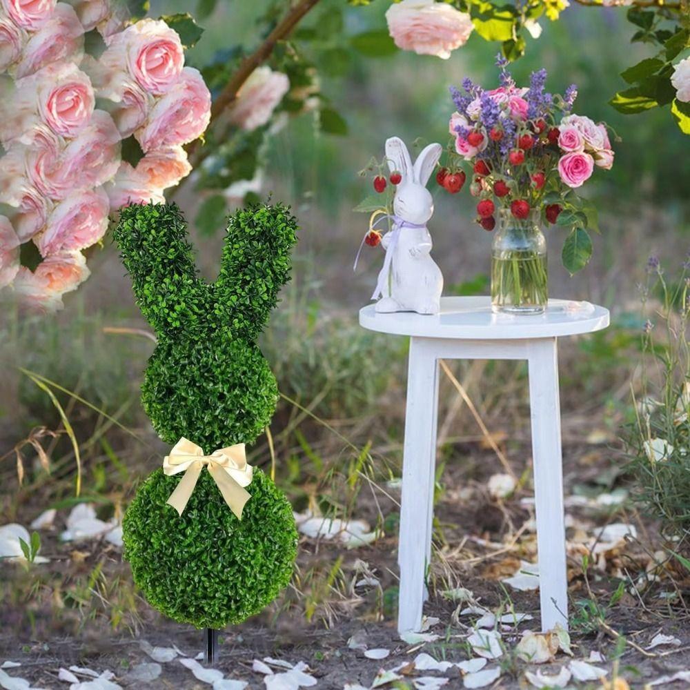 Artificial Artificial Bunny Topiary Green Easter Bunny Plant Boxwood Topiary Tree  Easter Themed