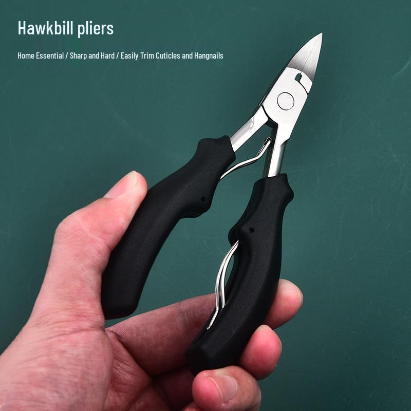 Stainless Steel Pincer Nail Clipper with Plastic Handle - Ingrown Toenail & Cuticle Nipper for Foot Care and Manicure