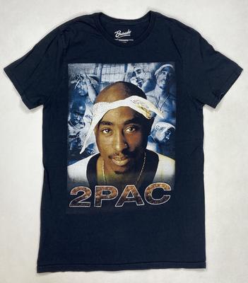 2pac Tupac Shakur Grafisch T-shirt Heren Klein Zwart Korte Mouw Muziek