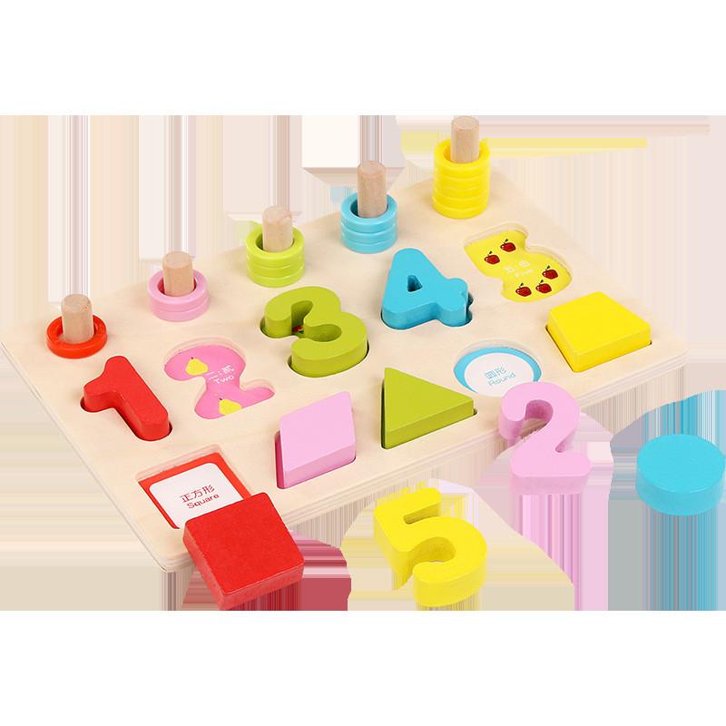 Number Wooden And Shape Matching Board Children Puzzle Toy For Early Education