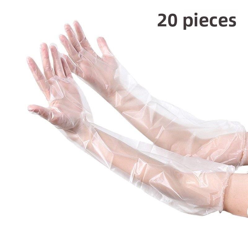 Küche Gebrauch Verlängerte Einweg-Langarm-Kunststoff-Armschutzhandschuhe, Elastischer Verschluss Langarmhandschuhe