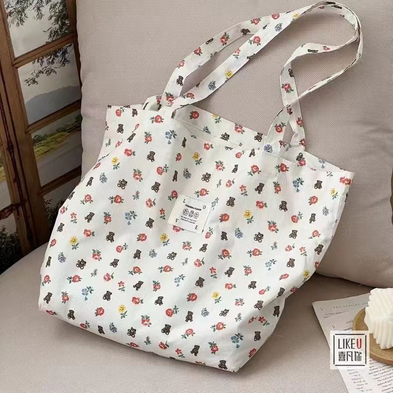 Деревенский стиль, Цветочная розовая сумка через плечо, Универсальная, Ins, Холщовая сумка с леопардовым принтом, Большая вместимость, для девушек, Сумка для покупок на открытом воздухе