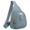 Blaue stilvolle kleine Damen-Tasche aus Öko-Leder, verziert mit goldenen Beschlägen, Bauchtasche Crossbody Peterson