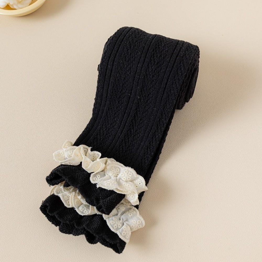 High Waist Warm Leggings Lace Trim Elastic Leggings Comfortable Tights Pantyhose For Girls