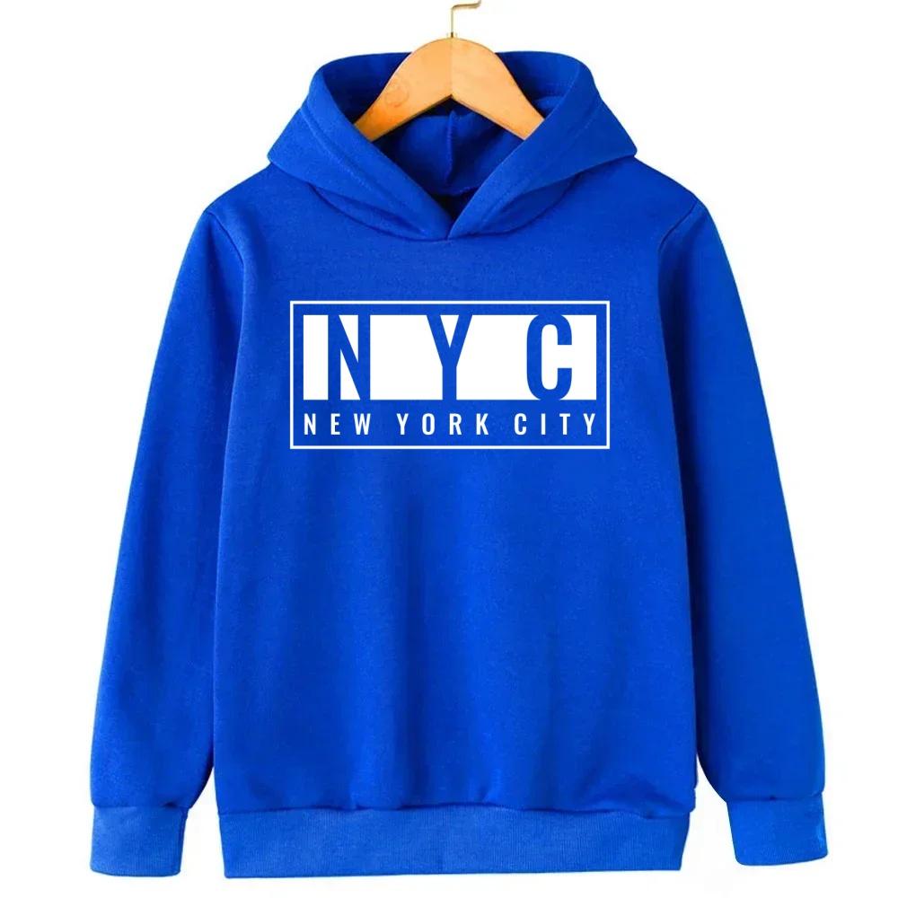 New York Jungen und Mädchen Hoodies Herbst/Winter Hoodies Langarm Klassische Lässige Minimalistische Jacken Kinder Buchstaben Hoodies