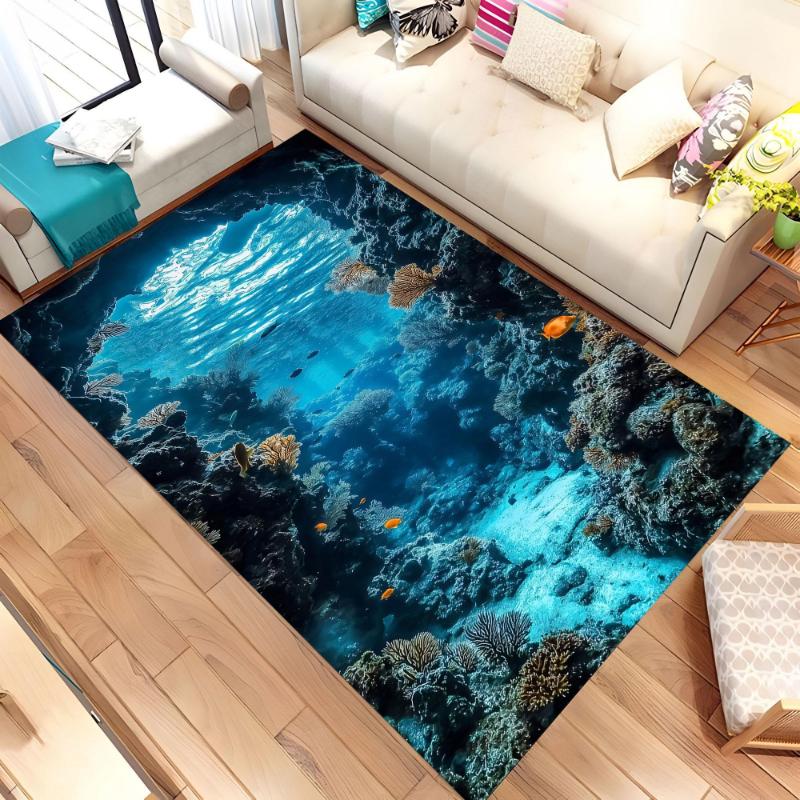Giant Deep Sea Shark graphics Rug,living room sofa,bedroom bedside,study Entry Door Mat,Washable Rug,Souvenir