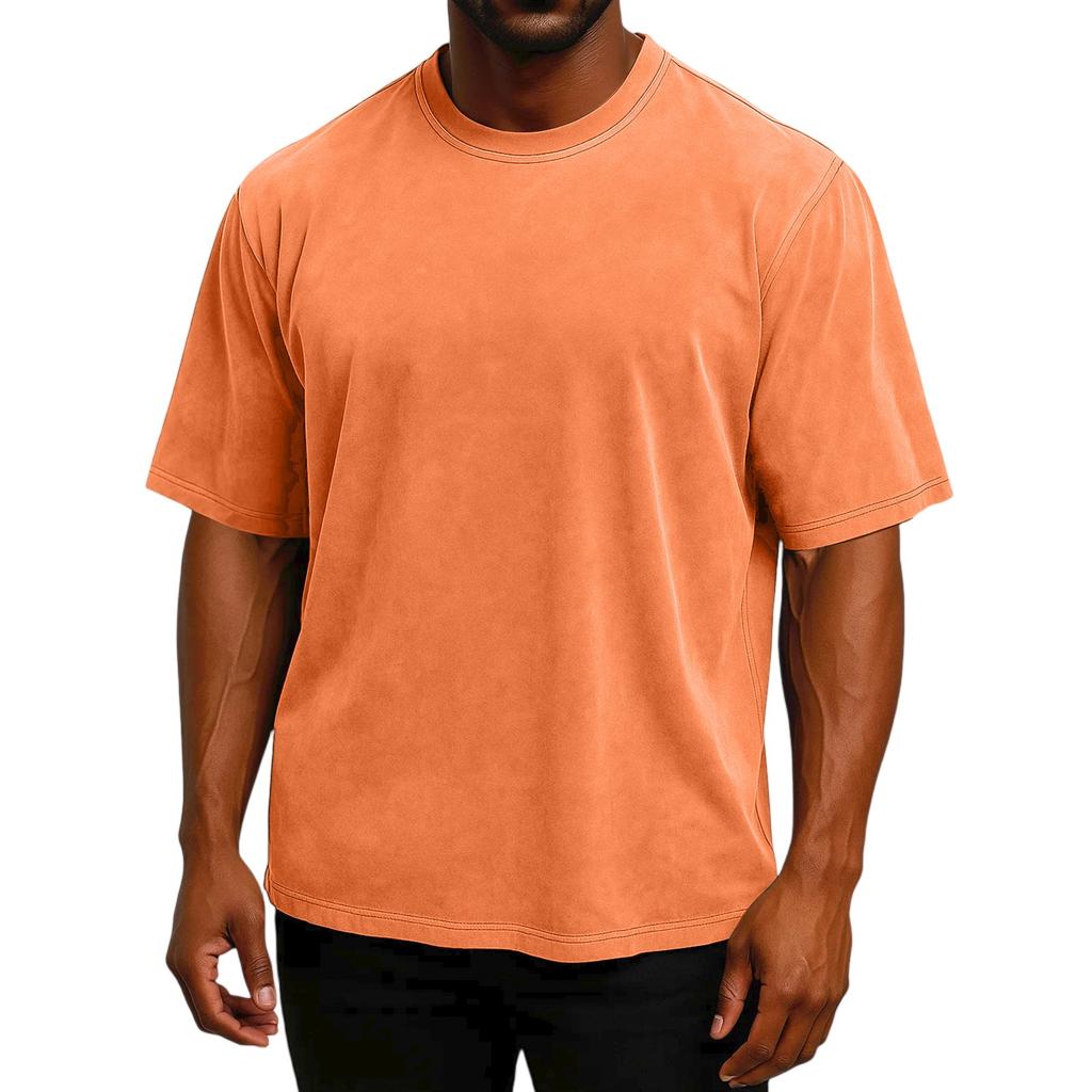 Men's Short Sleeved Retro Cotton T-shirt Loose Half Sleeve