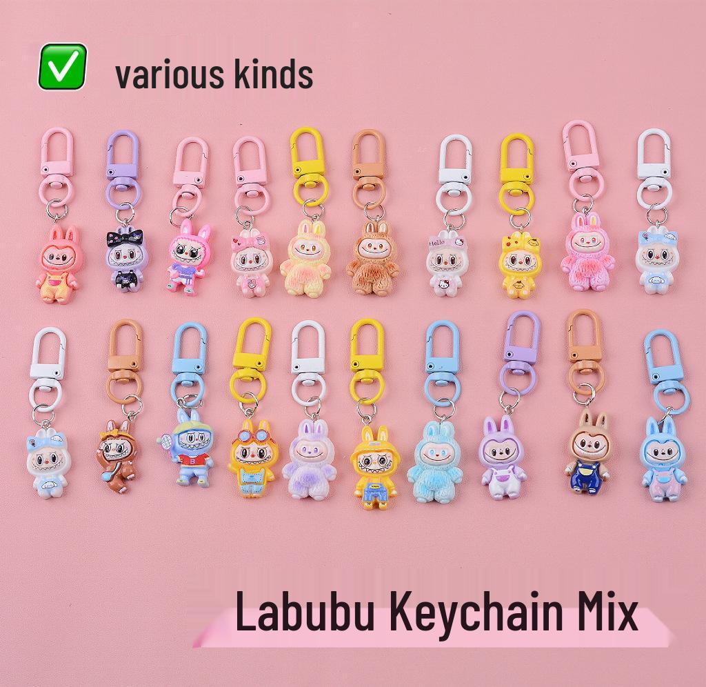 Labubu Keychain Blind Bag: Mini DIY Resin Accessories, Creative Gift, Schoolbag Pendant