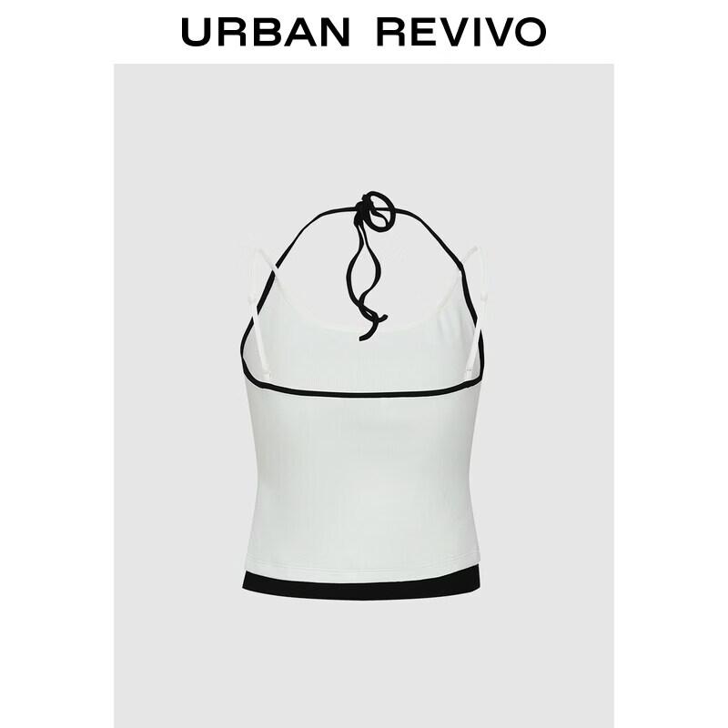 UR2026 Women s Casual Colorblock Faux Two-Piece Strappy Camisole M грязно-белый