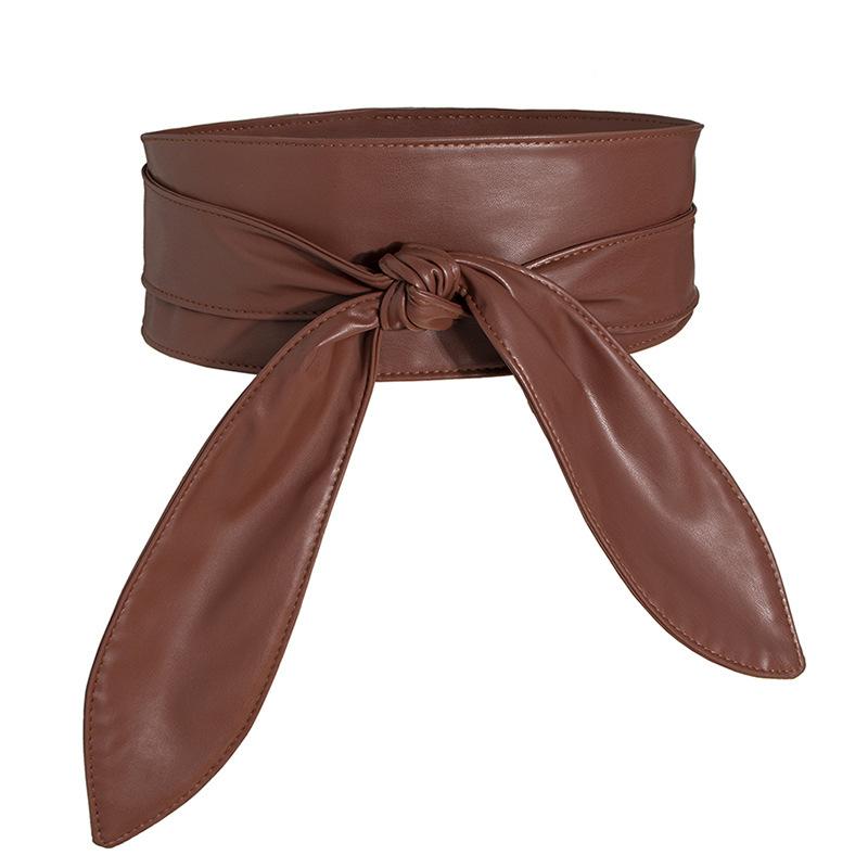 Double-sided Wide Women's Waist Seal Soft and Versatile Elegant Bow Ribbon Super Long Knot Belt European and American Beautiful