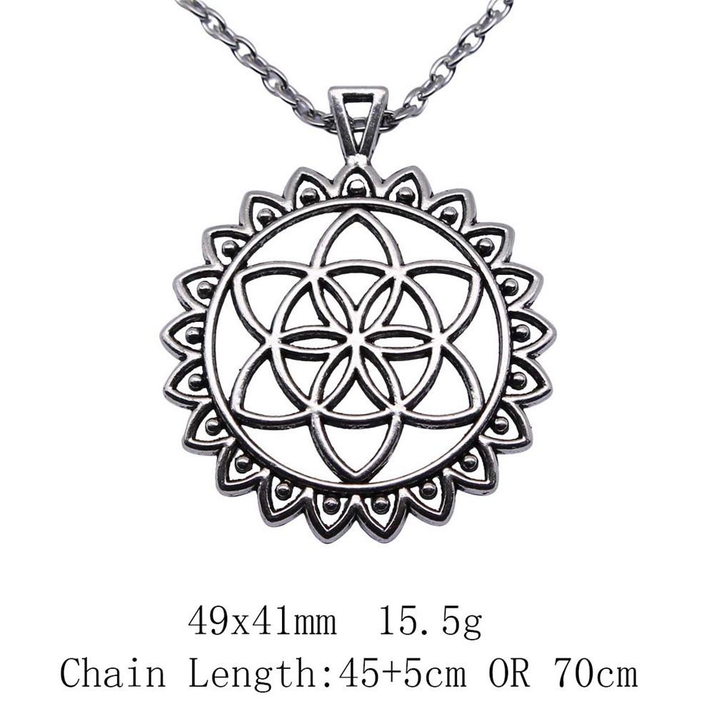 Back To School Christmas Necklace Flower Of Life 45cm Or 70cm Long Chain Necklace Home Garden Necklaces With Pendant