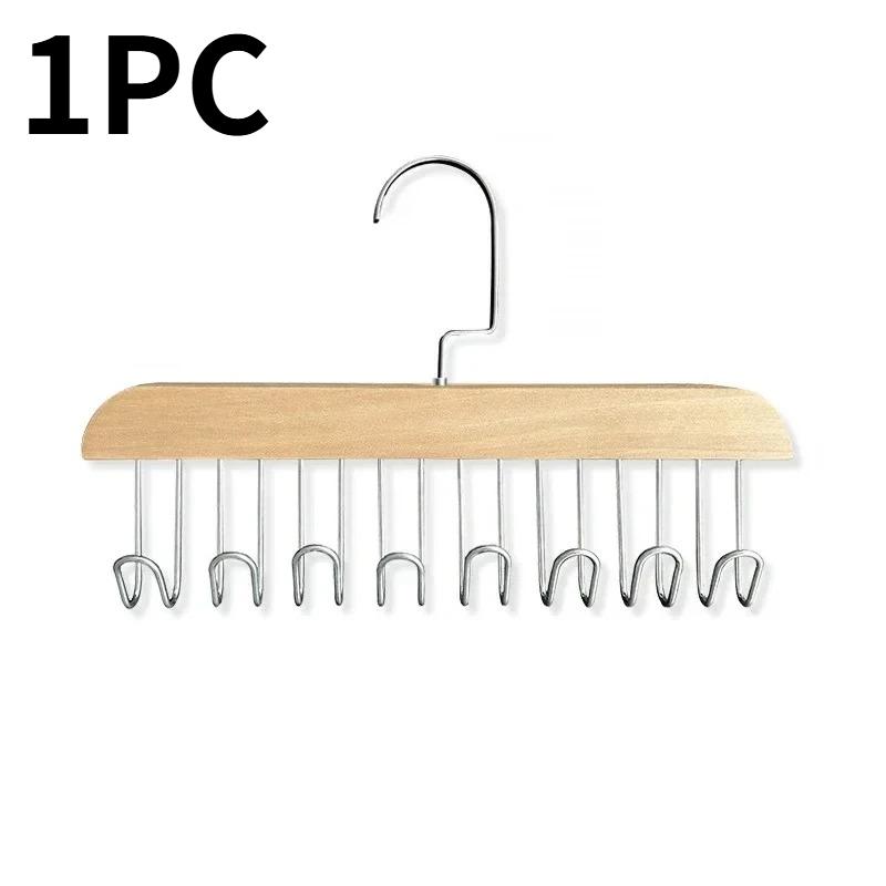 

2PCS Wooden Hanging Clothes Rack with Multiple Hooks for Underwear Bras Vests Space-Saving Durable Storage Rack Wardrobe Hangers