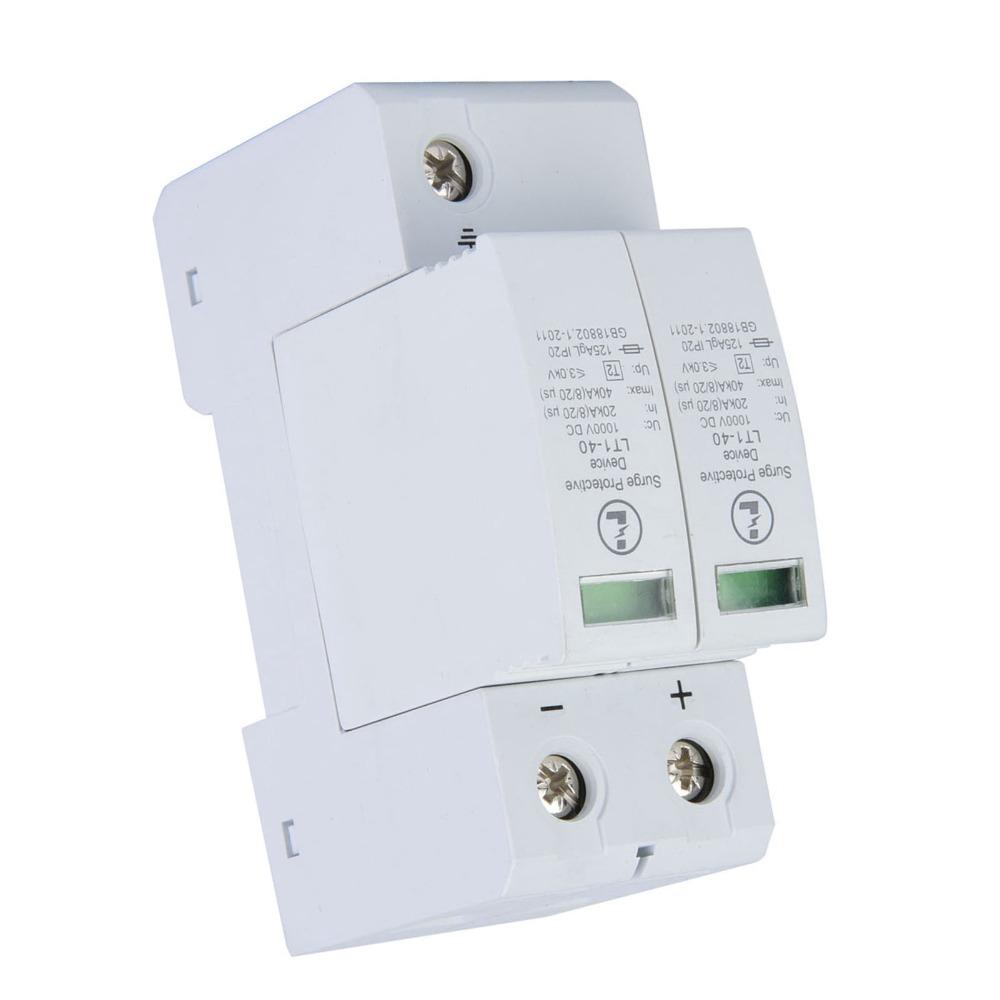 Durable 2P Voltage Arrester Device 40KA 1000V Lightning Protector Low Voltage Arrester DC Applications