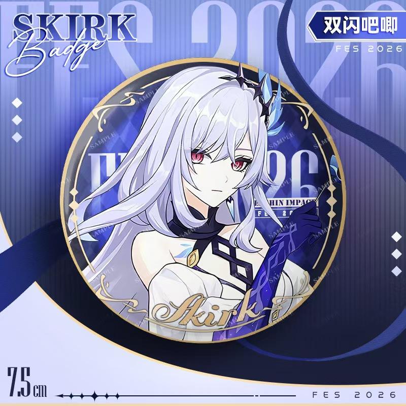 New Genshin Impact Laser Brooch FES Flins Columbina Wanderer Skirk Badge Pin Cute Cartoon Anime Game Backpack Jewelry Gift