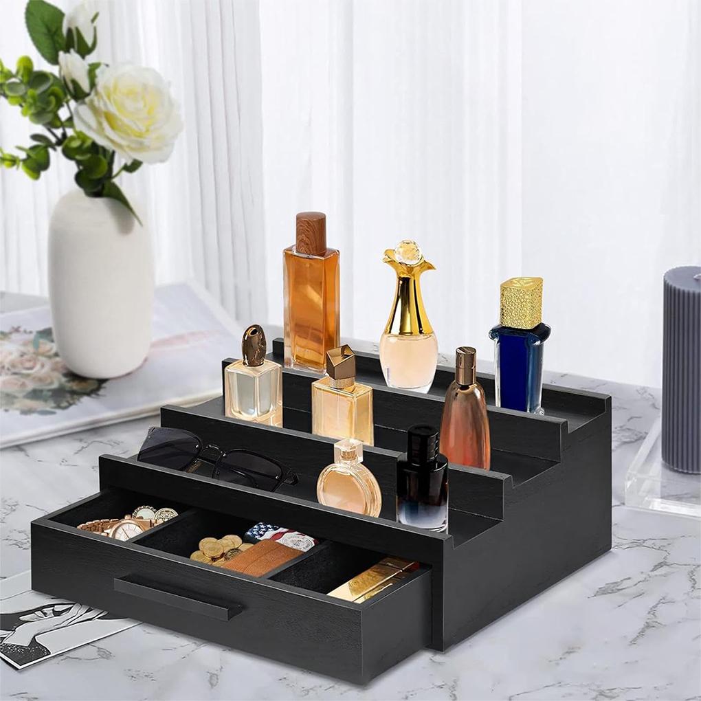 Wooden Perfume Stand Organiser With Drawers For Watches Perfume Holder Organizer Perfume Organizer