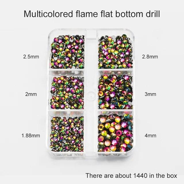 1Box Mix Sizes Ss6-ss20 Glass Non Hot Fix Rhinestone Flat Back Crystal Stone Strass Glitters Nail Diamond For DIY Garment