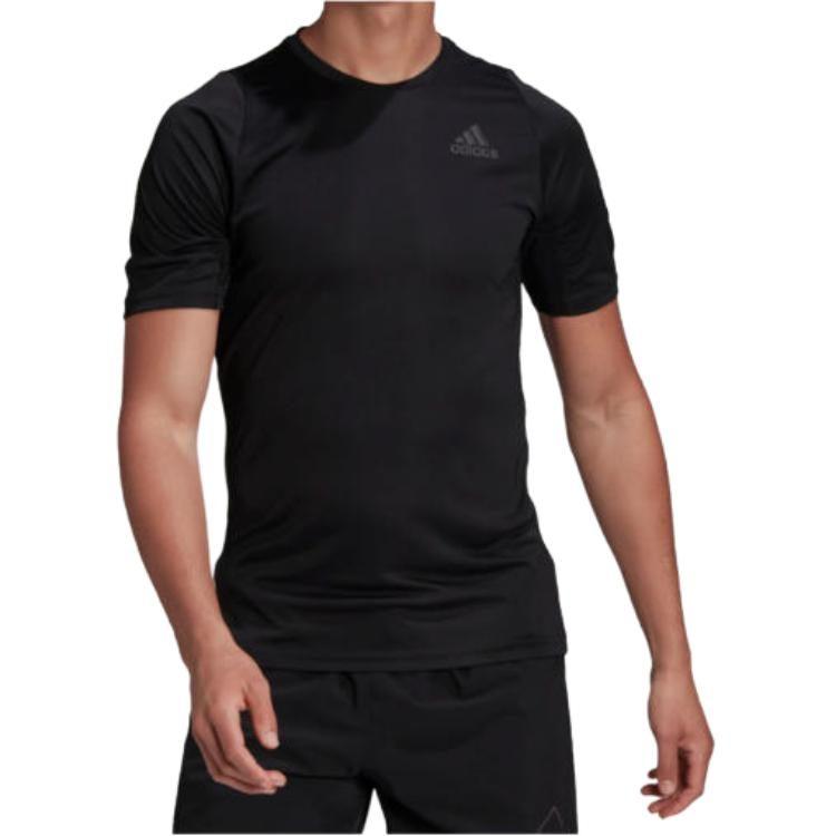 Adidas T Shirts Men's Black Crew Neck Moderate Straight Fit HC0409