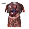 Moda Nuovo Stampa di Organi Umani e Ossa T-shirt da Uomo Casual Maniche Corte Girocollo Harajuku Grande Confortevole