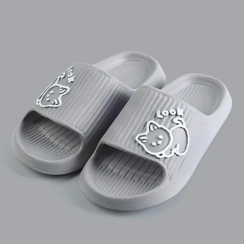 Summer Slippers Bathroom Platform Non-Slip Home Bear Cartoon Flip Flops Beach Women Slipper Sandals Slides Indoor Outdoor 2025