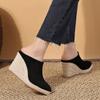 Spring Summer Fashion High Heels Women Party Shoes Brand Modern Elegant Ladies Wedges 9cm Women Pumps Black Plus Size 42