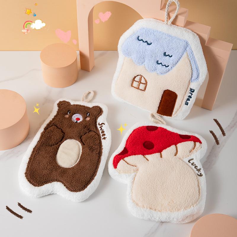 Hand Towel Absorbent Hand Cloth Hand Towel for Kitchen Bathroom Hand Cloth Cartoon Hand Towels Convenient Hanging Towel for Hand