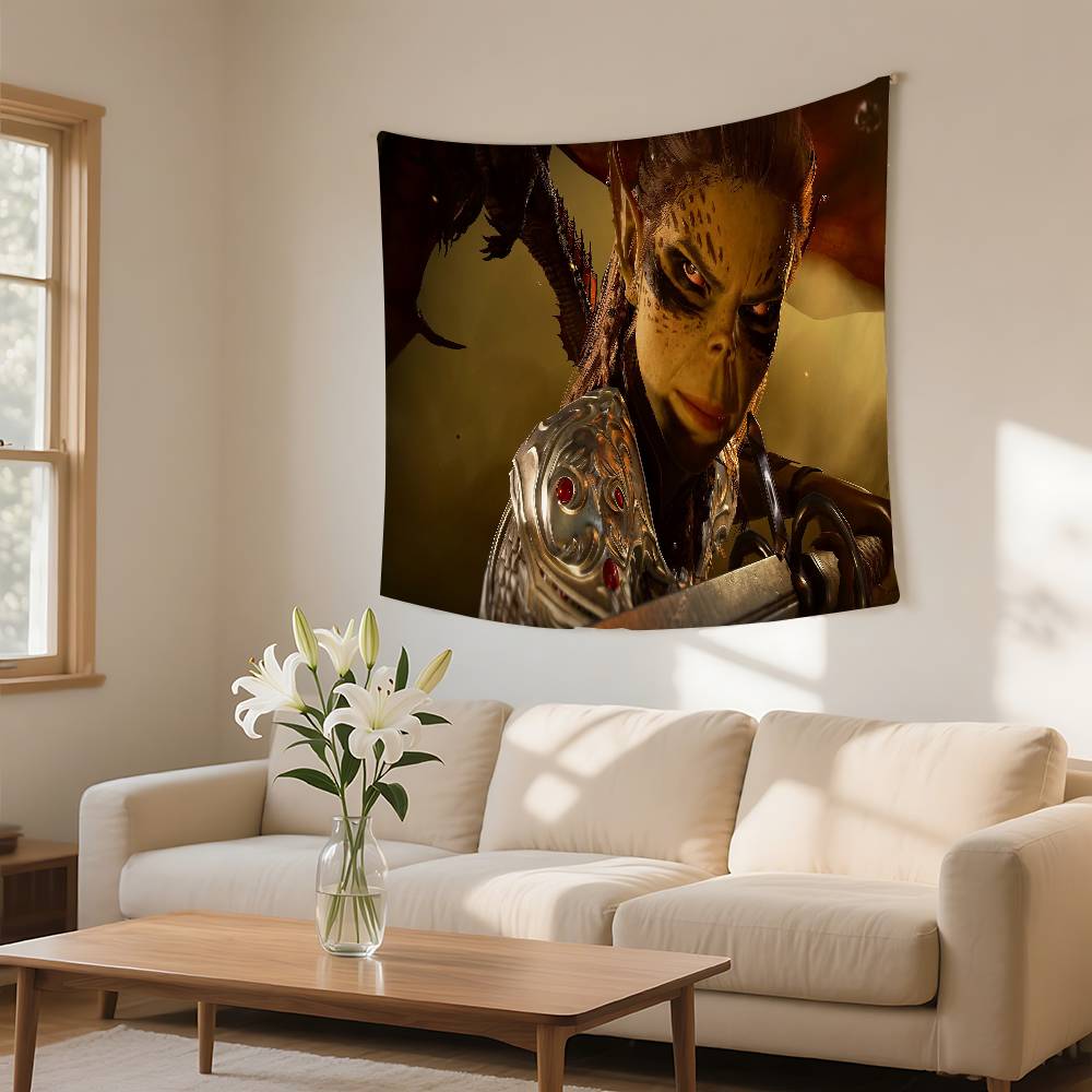 Game BBaldurs Gate 3 Tapestry Wall Hanging Tapestry Art Deco Blanket Curtain Hanging At Home Bedroom Living Room Decor