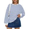 Autumn and Winter Colorful Striped Round Neck Loose Sweatshirt for Women