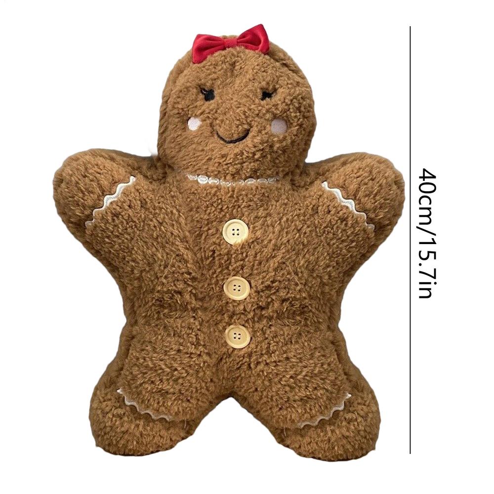 Cute Christmas Gingerbread Man Pillow Plush Toys Soft Stuffed Animal Doll Christmas Gifts For Children Kids Xmas Home Decoration