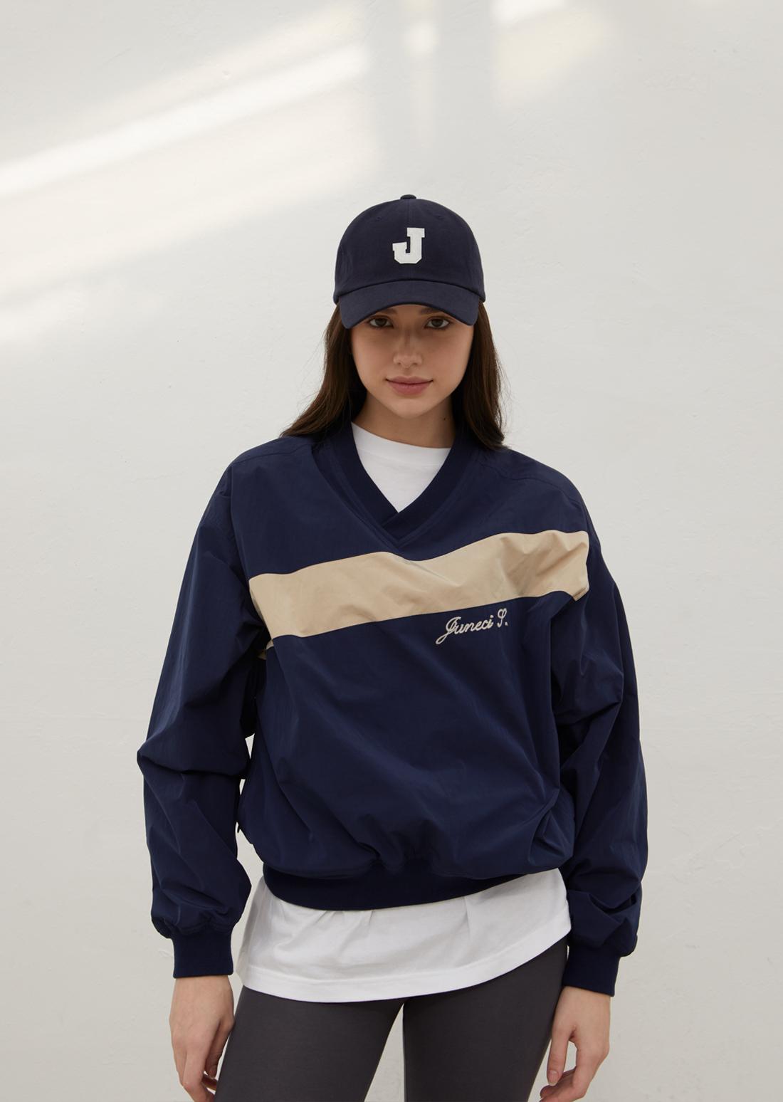 Junesi Sports Club Jsc V-Neck Pullover Windbreaker (Navy) L