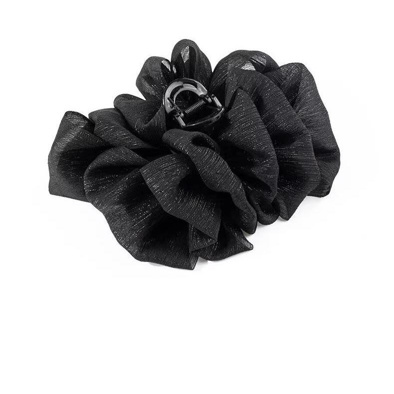 Silver Mesh Bow Bubble Claw Hair Clip for Women - Enhances Hair Volume, Perfect for Updos.