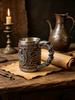 450ml/15oz Medieval Knight Beer Mug, 3D Crusader Warrior Coffee Cup, Resin Tankard with Stainless Steel Liner, Gothic Drinking C