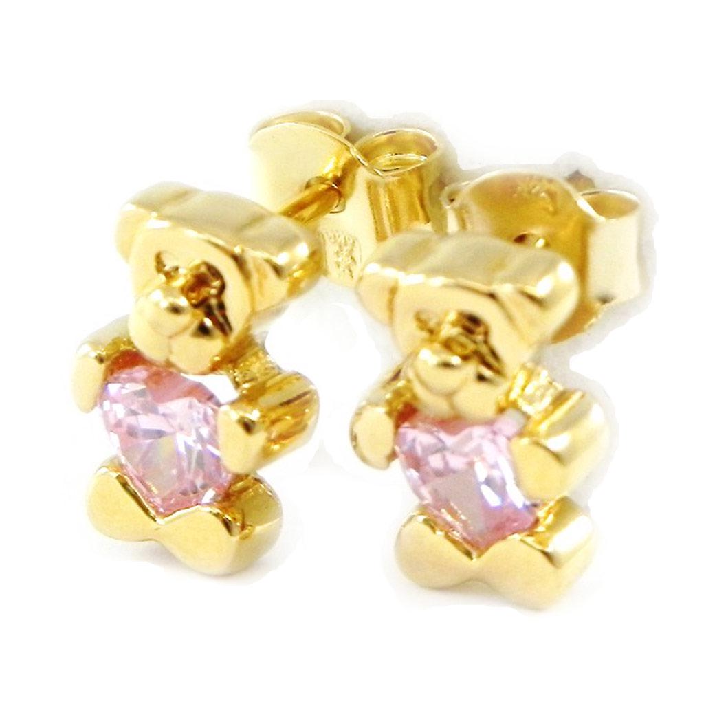 Les Trésors De Lily [G1988] - Gold Plated 'Teddy Love' Earrings