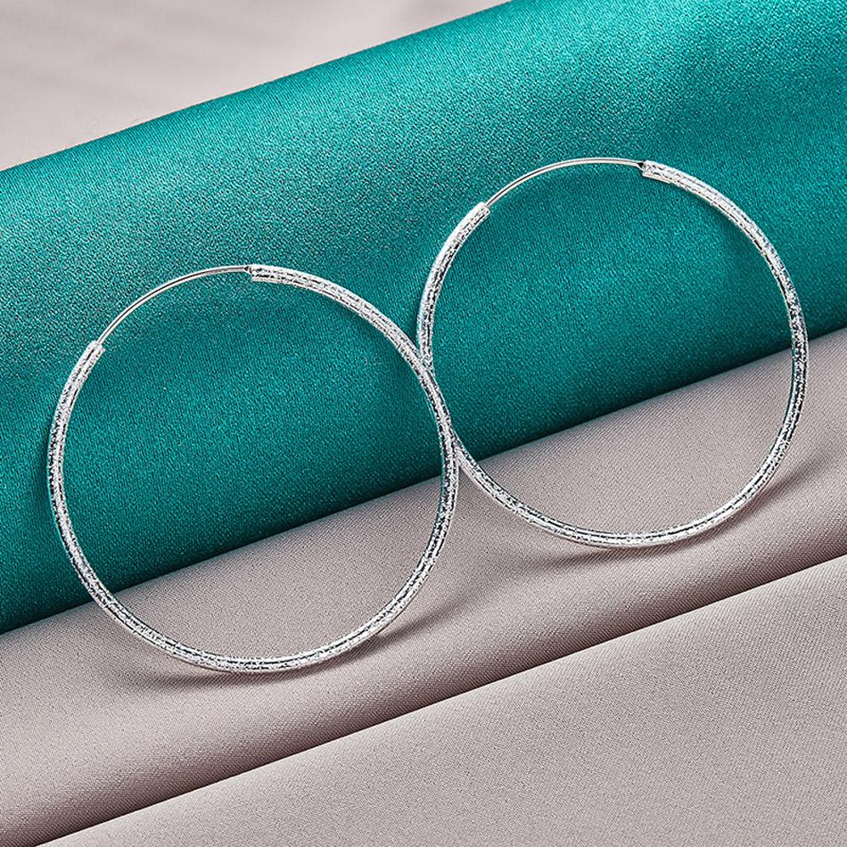 

URMYLADY из стерлингового серебра 925 пробы, матовые 60 мм, круглые серьги для женщин, модные свадебные и помолвочные очаровательные ювелирные изделия 50mm